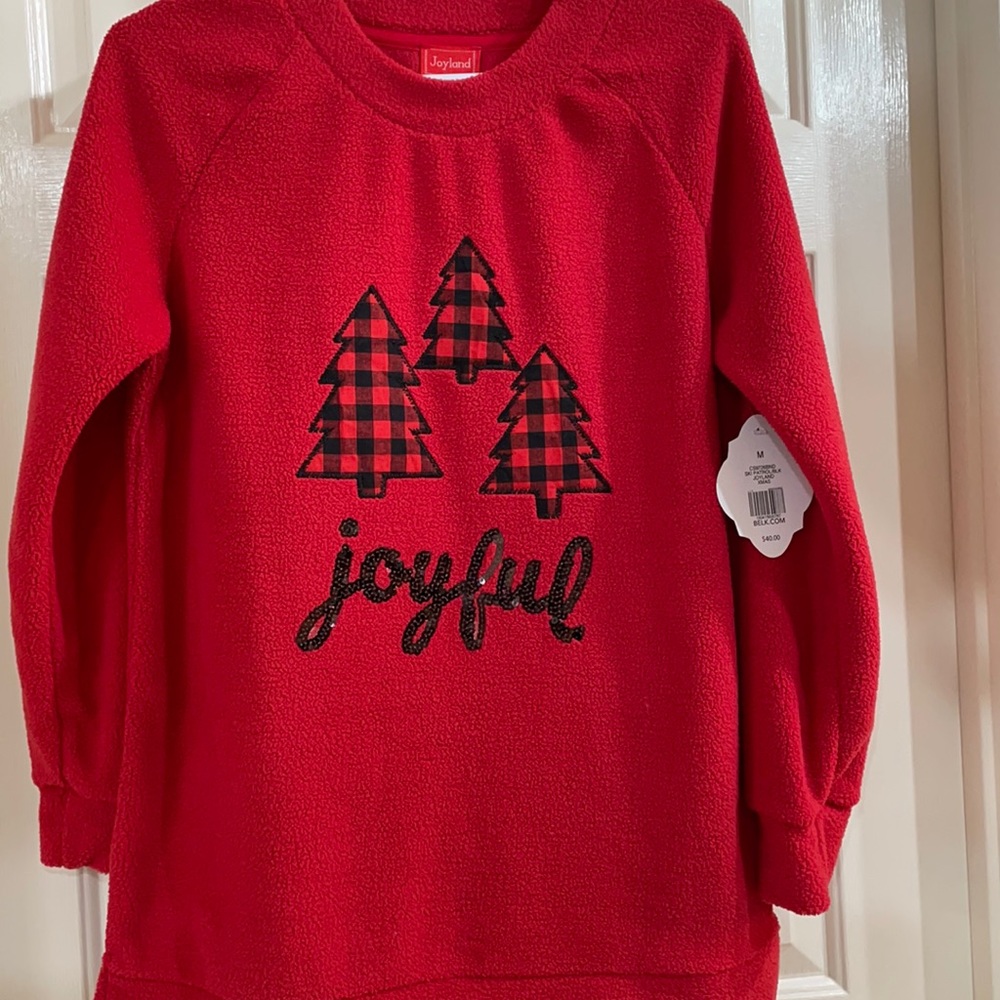 NWT Joyland Red Holiday Sherpa Tunic